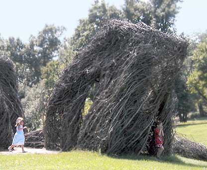 Scultpture by Patrick Dougherty at Powell Gardens in 2005