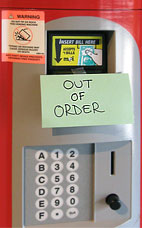 Veding machine sign "OUT&nbsp;OF&nbsp;ORDER"