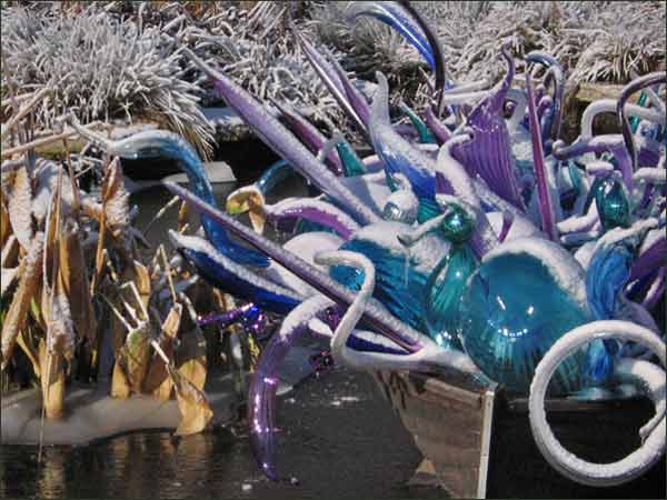 Chihuly ice-covered glass in the dingy